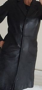 Kenneth Cole long leather coat black S